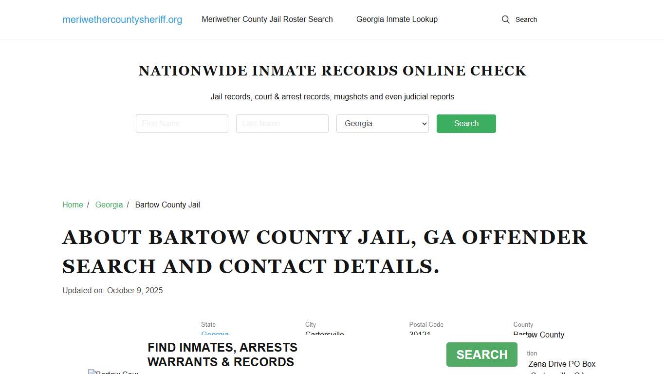 Bartow County Jail, GA Offender Search, Contacts.